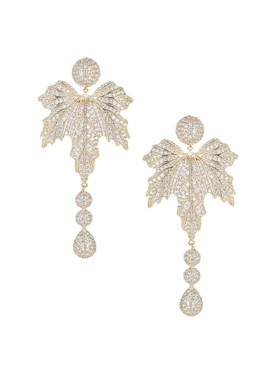 Eye Candy La Women's Luxe Goldtone & Crystal Leaf Drop Earrings In Neutral