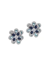 EYE CANDY LA WOMEN'S LUXE SILVERTONE & CRYSTAL FLOWER STUD EARRINGS,0400013193213