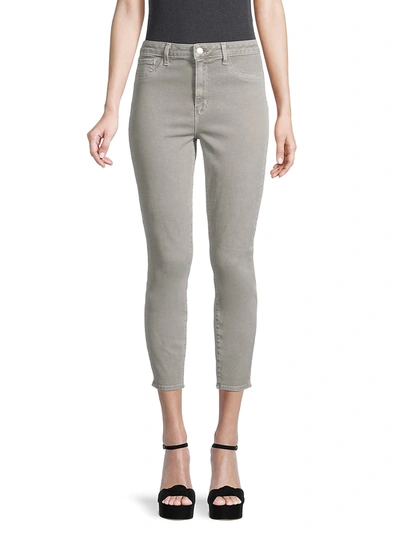 L Agence Margot Cropped Coated High-rise Skinny Jeans In Marsh Grey