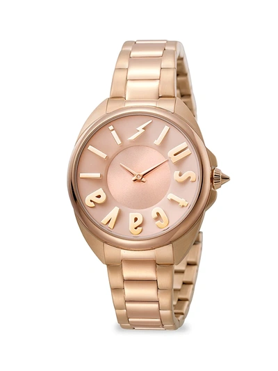 Just Cavalli Women's Logo Rose Goldtone Stainless Steel Bracelet Watch In Gold / Gold Tone / Rose / Rose Gold / Rose Gold Tone