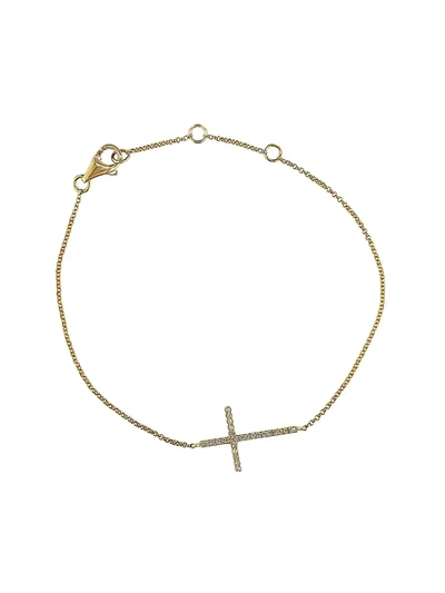 Effy Women's Pavé Classica 14k Yellow Gold & Diamond Cross Bracelet