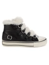 Ash Women's Valant Faux Fur Trim Leather High-top Sneakers In Black Black