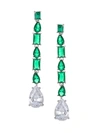 Eye Candy La Women's Luxe Silvertone & Crystal Linear Earrings In Green