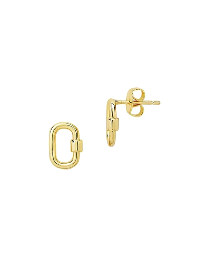 Sterling Forever Women's Goldplated Carabiner Lock Stud Earrings In Neutral