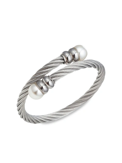 Eye Candy La Women's Luxe Sibelle Titanium & Simulated Pearl Cuff Bracelet In Neutral