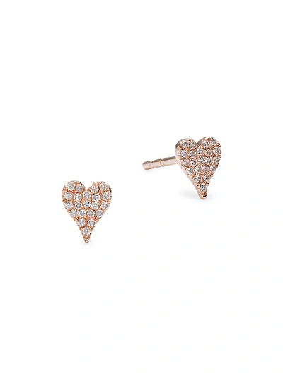 Saks Fifth Avenue Women's 14k Rose Gold & 0.1 Tcw Diamond Heart Stud Earrings