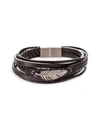 Eye Candy La Men's Jayden Titanium & Faux Leather Feather Charm Bracelet In Neutral
