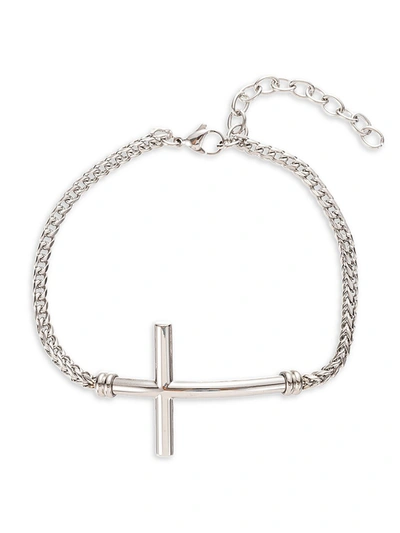 Eye Candy La Men's Carson Titanium Cross Chain Bracelet In Neutral