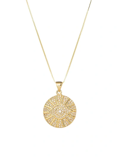 Eye Candy La Women's Luxe Evil Eye 14k Goldplated Sterling Silver & Crystal Pendant Necklace