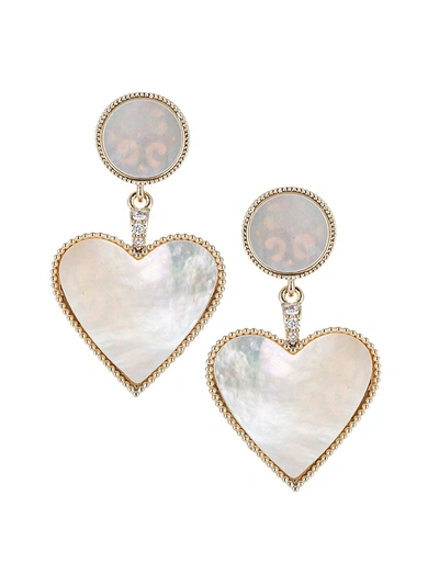 Eye Candy La Women's Luxe Goldtone, Shell Pearl & Crystal Drop Earrings In Neutral