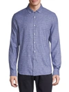 French Connection Men's Windowpane-print Shirt In Blue