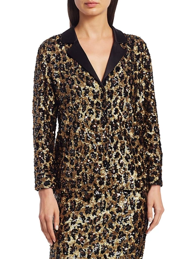 Alice And Olivia Women's Keir Sequin Leopard Print Top