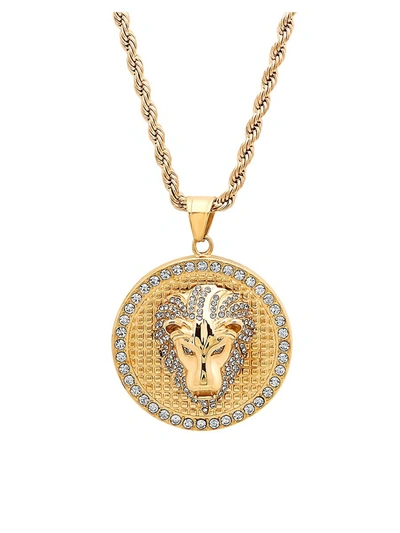 Anthony Jacobs Men's 18k Goldplated Stainless Steel & Diamond Lion Head Pendant Necklace In Neutral