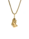 ANTHONY JACOBS MEN'S 18K YELLOW GOLDPLATED STAINLESS STEEL PRAYING HANDS NECKLACE,0400013460561