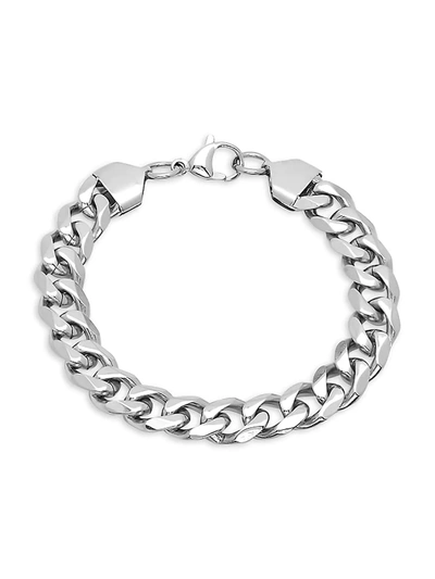 Anthony Jacobs Men's Stainless Steel Cuban-link Chain Bracelet In Silver
