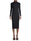 French Connection Mari Rib Knit Long Sleeve Minidress In Utility Blue