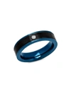 ANTHONY JACOBS MEN'S BLUE & BLACK IP STAINLESS STEEL RING,0400012907211