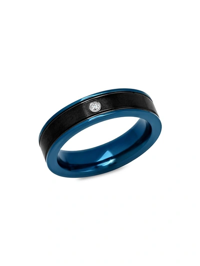 Anthony Jacobs Men's Blue & Black Ip Stainless Steel Ring