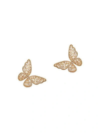 Eye Candy La Women's Luxe Goldtone & Crystal Butterfly Earrings In Neutral
