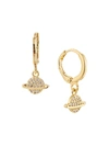 Eye Candy La Women's Luxe Titan 14k Goldplated & Cubic Zirconia Planet Huggie Hoop Earrings In White