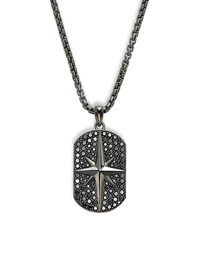 Effy Men's Black Rhodium Plated, Sterling Silver, & Black Spinel Pendant Necklace