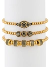 Eye Candy La Men's Hudson 3-piece Evil Eye Stretch Beaded Titanium Bracelet In Neutral