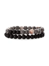 EYE CANDY LA MEN'S RYAN 2-PIECE AGATE & BLACK AGATE STRETCH BEADED BRACELET SET,0400013197778