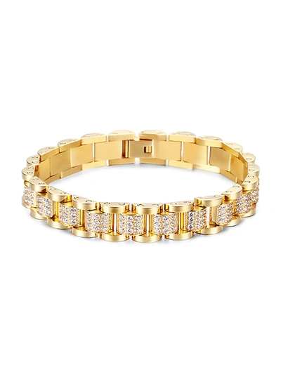 Eye Candy La Men's Colton Cubic Zirconia & Goldplated Titanium Chain Link Bracelet In Neutral