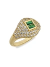 CZ BY KENNETH JAY LANE WOMEN'S LOOK OF REAL 14K GOLDPLATED & CUBIC ZIRCONIA PINKY SIGNET RING,0400013494446