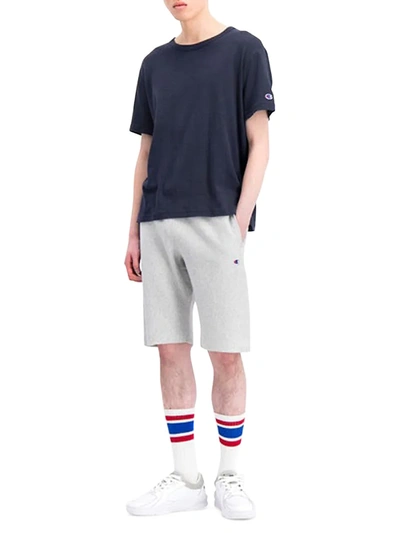 Champion Mélange Fleece-back Cotton-jersey Shorts In Gray