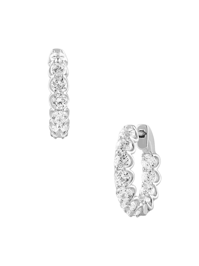 Badgley Mischka Women's 14k White Gold & 3.50 Tcw Lab-grown Diamond Hoop Earrings