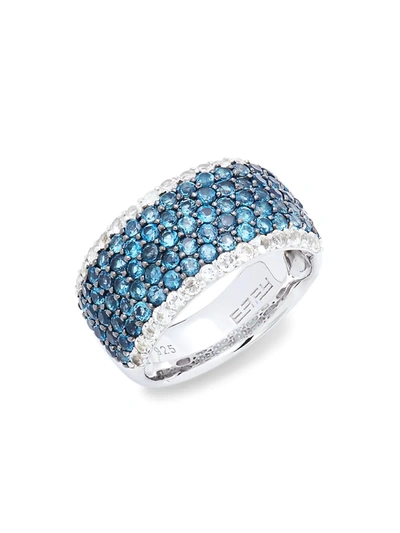 Effy Women's Sterling Silver, White & Blue London Topaz Ring