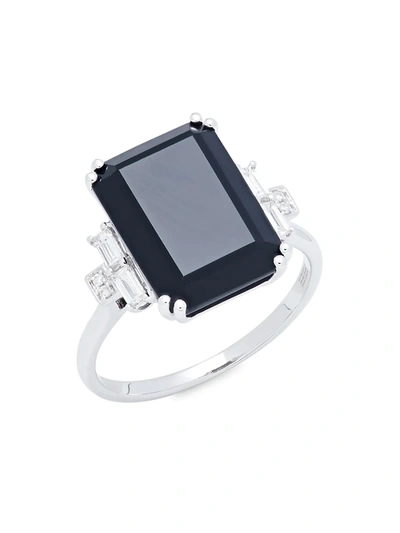 Effy Women's 14k White Gold, Onyx & Diamond Ring