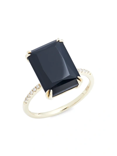 Effy Women's 14k Yellow Gold, Onyx & Diamond Ring