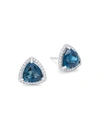 Effy Women's 14k White Gold, London Blue Topaz & Diamond Stud Earrings In Blue