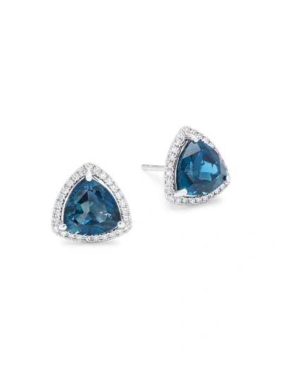 Effy Women's 14k White Gold, London Blue Topaz & Diamond Stud Earrings
