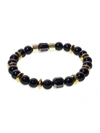 JEAN CLAUDE MEN'S GOLDPLATED, STERLING SILVER, ONYX & MIXED CRYSTAL BEADED BRACELET,0400013588869
