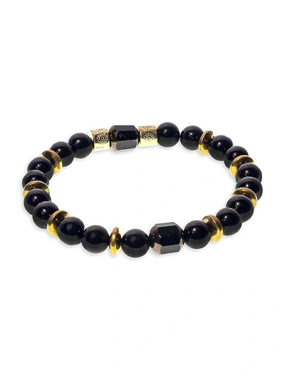 Jean Claude Men's Goldplated, Sterling Silver, Onyx & Mixed Crystal Beaded Bracelet