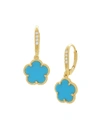 Jan-kou Jankuo Women's Clover 14k Goldplated, Synthetic Turquoise & Cubic Zirconia Drop Earrings In Turquoise