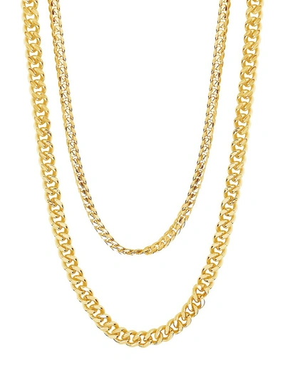 Sterling Forever 14k Gold Plated Everyday Layered Curb Chain Necklace