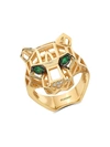 EFFY WOMEN'S 14K YELLOW GOLD, EMERALD & DIAMOND PANTHER RING,0400013260934