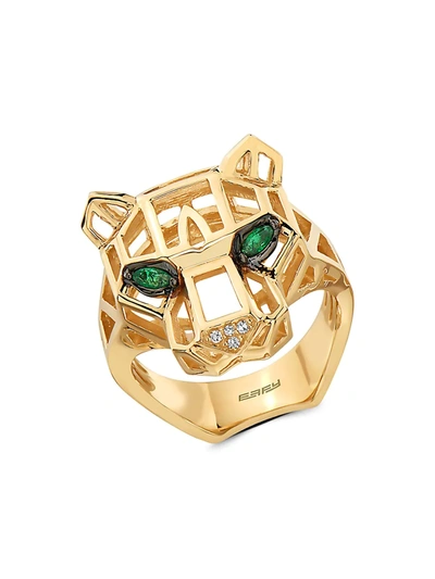 Effy Women's 14k Yellow Gold, Emerald & Diamond Panther Ring