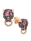 Effy Women's 14k Rose Gold & Multi-stone Panther Stud Earrings In Rose Gold