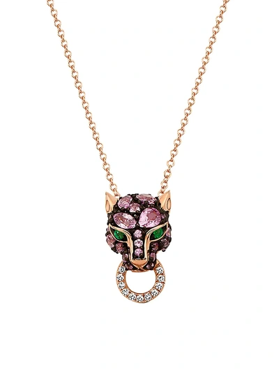 Effy Women's 14k Rose Gold & Multi-stone Dog Pendant Necklace