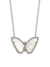 BANJI JEWELRY WOMEN'S STERLING SILVER, MOTHER-OF-PEARL & DIAMOND BUTTERFLY PENDANT NECKLACE,0400013437099