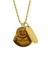 ANTHONY JACOBS MEN'S 18K GOLDPLATED STAINLESS STEEL & TIGER'S EYE LAUGHING BUDDHA & DOG TAG PENDANT NECKLACE,0400013661032