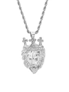 Anthony Jacobs Men's Stainless Steel & Simulated Diamond King Lion Pendant Necklace In Neutral