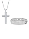 Anthony Jacobs Men's 2-piece Stainless Steel Our Father Prayer Bracelet & Necklace Set In Neutral