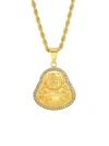 ANTHONY JACOBS MEN'S 18K GOLDPLATED STAINLESS STEEL & SIMULATED DIAMOND BUDDHA PENDANT NECKLACE,0400013661107
