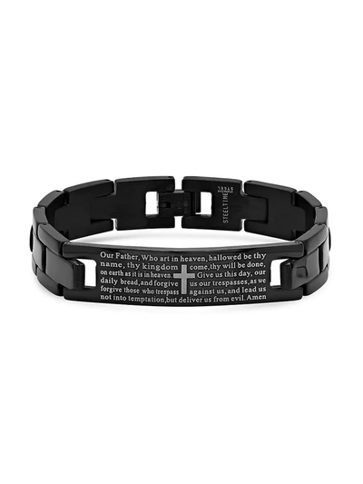 Anthony Jacobs Men's Stainless Steel "our Father" Bracelet In Black